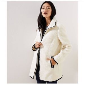 Loft Sherpa Funnel Neck Piped Coat